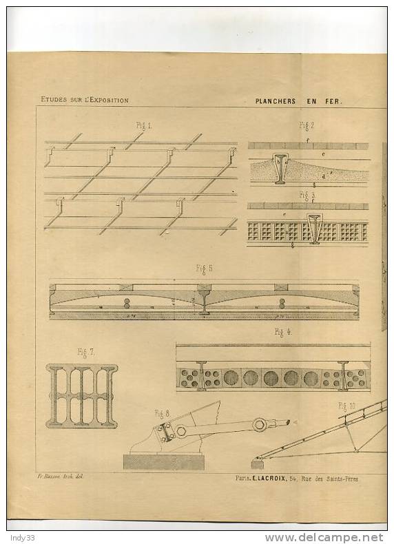 - SERRURERIE . PLANCHERS EN FER . GRAVURE DE L´EXPOSITION DE PARIS DE 1878 - Máquinas