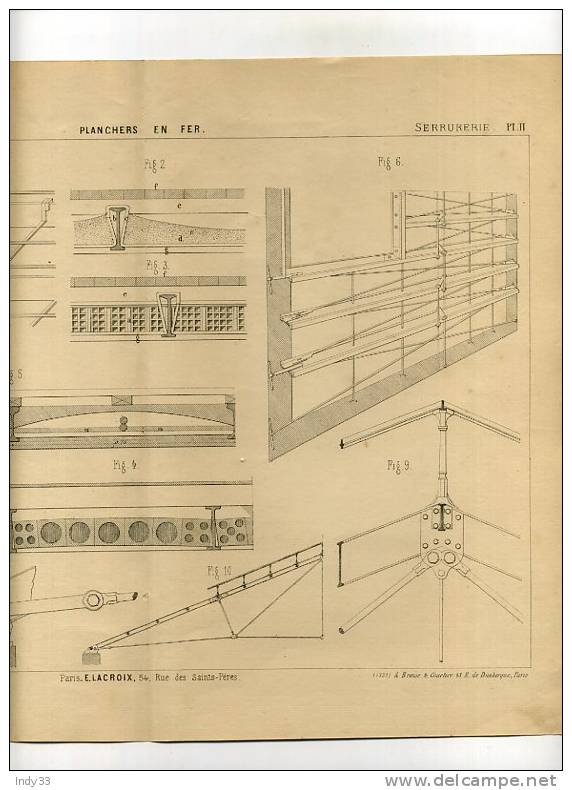 - SERRURERIE . PLANCHERS EN FER . GRAVURE DE L´EXPOSITION DE PARIS DE 1878 - Maschinen