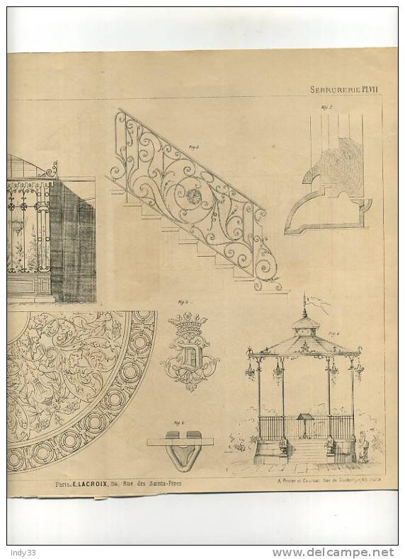 - SERRURERIE . GRAVURE DE L´EXPOSITION DE PARIS DE 1878 - Ferronnerie