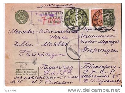 RL172/ - UDSSR -  Einschreiben-GA Mit Zusätzl Marken 1933 N. Deutschland - ...-1949