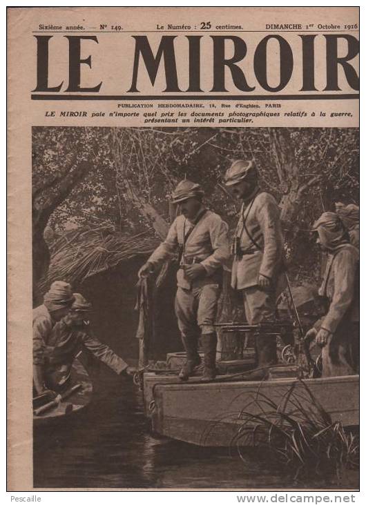 149 LE MIROIR 1 OCTOBRE 1916 - ATHENES - SOMME - JAPON - BAS VARDAR KALA KALARIS ... - Testi Generali