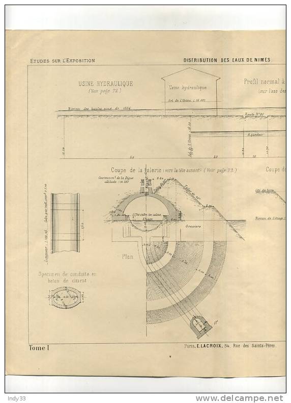 - HYDRAULIQUE . DISTRIBUTION DES EAUX DE NÎMES . GRAVURE DE L´EXPOSITION DE PARIS DE 1878 - Public Works