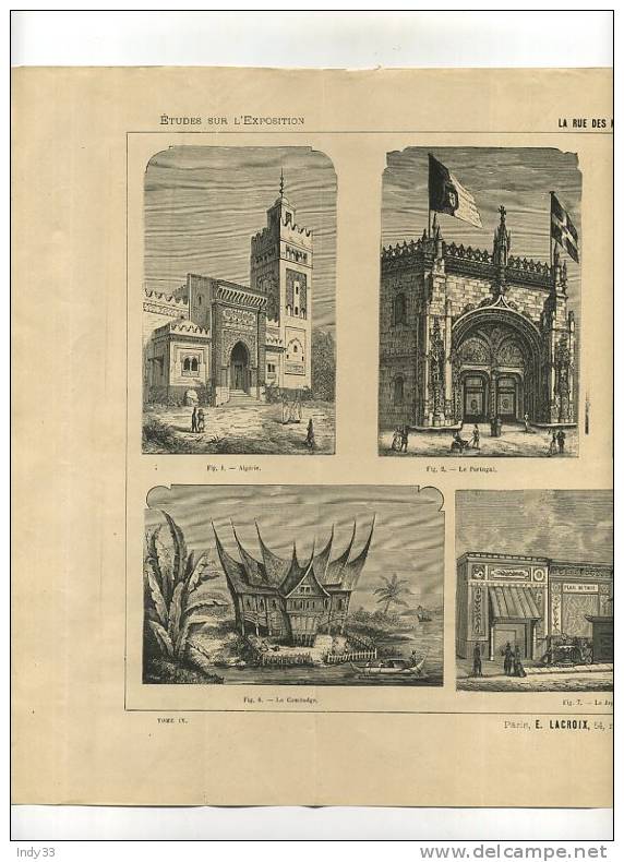 - LA RUE DES NATIONS . GRAVURE DE L´EXPOSITION DE PARIS DE 1878 - Architektur