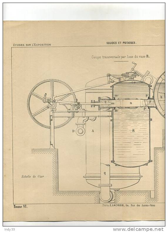 - SOUDES ET POTASSES . APPAREIL POUR L´EVAPORATION DES SOLUTIONS SALEES . GRAVURE DE L´EXPOSITION DE PARIS DE 1878 - Andere & Zonder Classificatie