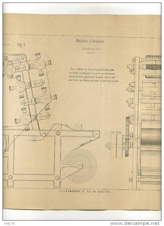 - IMPRESSION ET TEINTURE . MACHINE A BROSSER . GRAVURE DE L´EXPOSITION DE PARIS DE 1878 - Rugs, Carpets & Tapestry