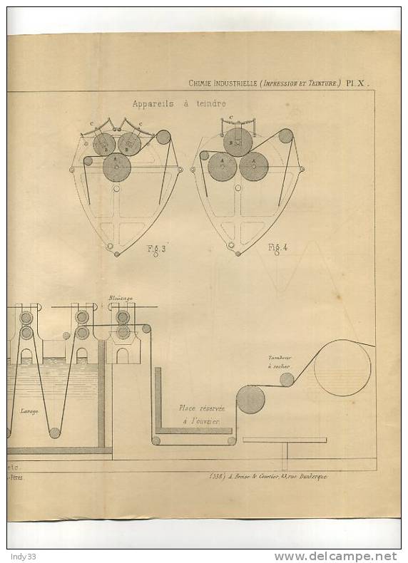 - IMPRESSION ET TEINTURE . MACHINE A SECHER LES ETOFFES . APPAREILS A TEINDR... GRAVURE DE L´EXPOSITION DE PARIS DE 1878 - Other & Unclassified