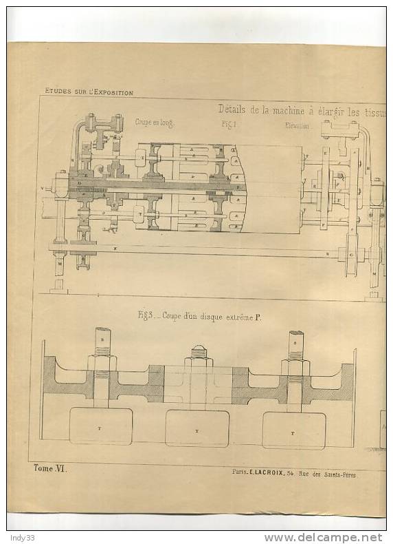 - IMPRESSION ET TEINTURE . DETAILS DE LA MACHINE A ELARGIR LES TISSUS .  GRAVURE DE L´EXPOSITION DE PARIS DE 1878 - Autres & Non Classés