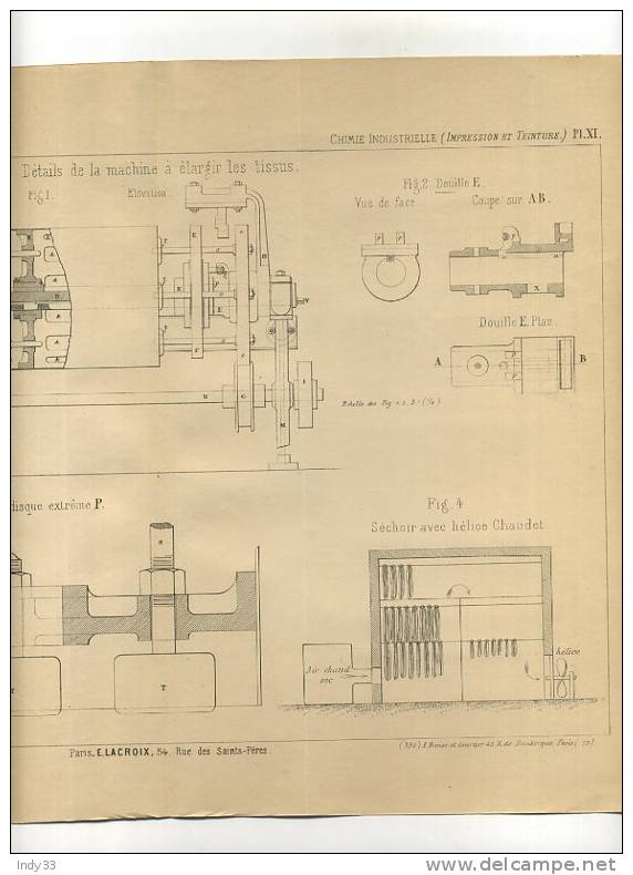 - IMPRESSION ET TEINTURE . DETAILS DE LA MACHINE A ELARGIR LES TISSUS .  GRAVURE DE L´EXPOSITION DE PARIS DE 1878 - Altri & Non Classificati