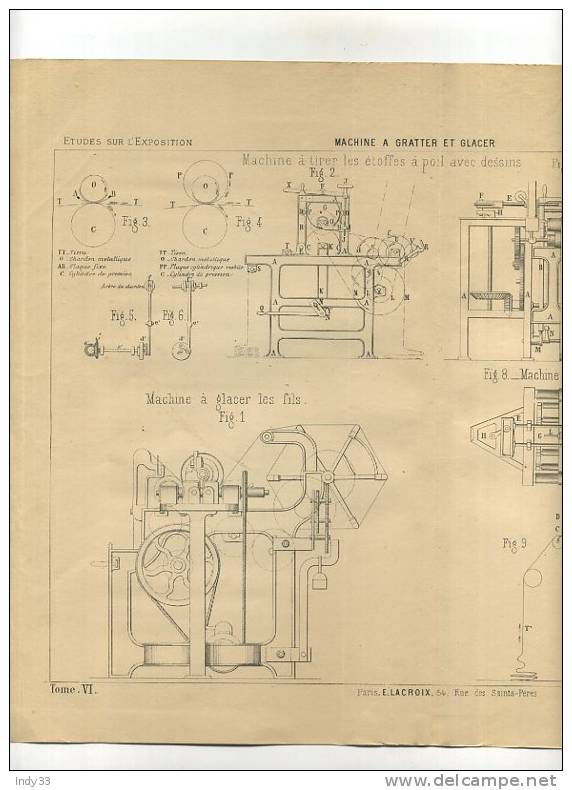 - IMPRESSION ET TEINTURE . MACHINE A GRATTER ET GLACER .  GRAVURE DE L´EXPOSITION DE PARIS DE 1878 - Sonstige & Ohne Zuordnung