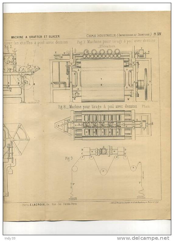 - IMPRESSION ET TEINTURE . MACHINE A GRATTER ET GLACER .  GRAVURE DE L´EXPOSITION DE PARIS DE 1878 - Autres & Non Classés