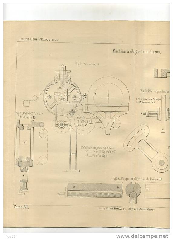 - IMPRESSION ET TEINTURE . MACHINE A ELARGIR TOUS TISSUS .  GRAVURE DE L´EXPOSITION DE PARIS DE 1878 - Sonstige & Ohne Zuordnung