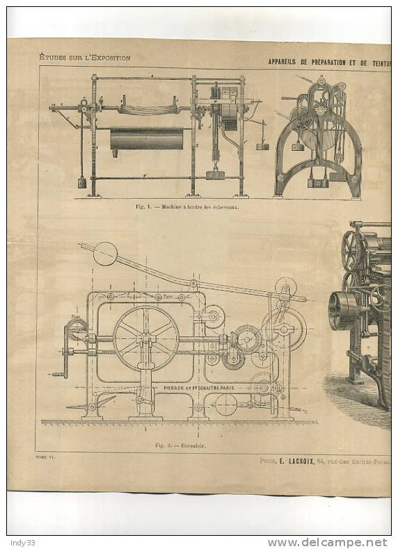 - IMPRESSION ET TEINTURE . APPAREILS DE PREPARATION ET DE TEINTURE .  GRAVURE DE L´EXPOSITION DE PARIS DE 1878 - Tapis & Tapisserie