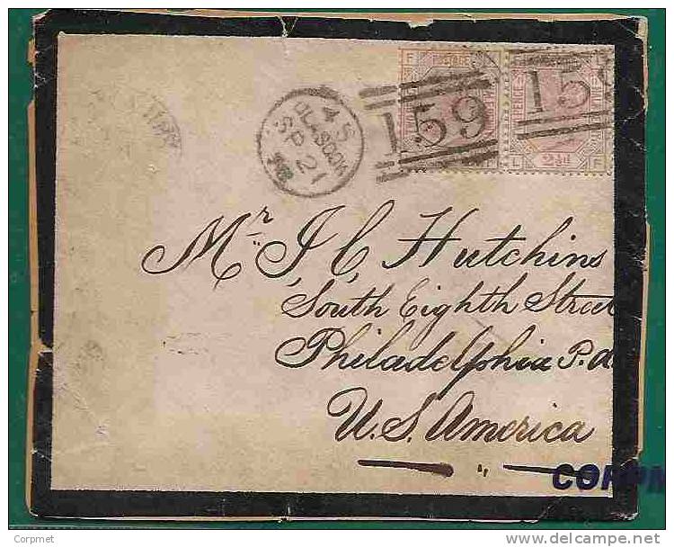 UK - 1878 FRONT MORNING COVER From GLASGOW To PHILADEPHIA With Pair Of SG 141 - Plate 11 - Lettering F-K / F-L - Lettres & Documents