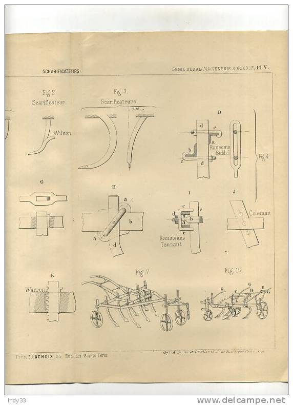 - MACHINES AGRICOLES . SCARIFICATEURS  .  GRAVURE DE L´EXPOSITION DE PARIS DE 1878 - Autres & Non Classés