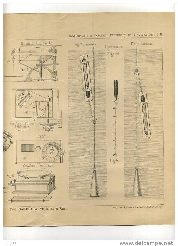 - INSTRUMENTS DE PRECISION , PHYSIQUE ET NAVIGATION . GRAVURE DE L´EXPOSITION DE PARIS DE 1878 - Other Apparatus