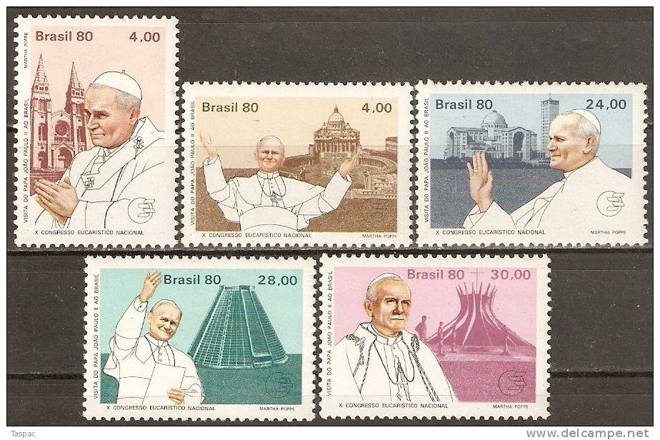 Brazil 1980 Mi# 1771-1775 ** MNH - Visit Of Pope John Paul II To Brazil - Nuevos