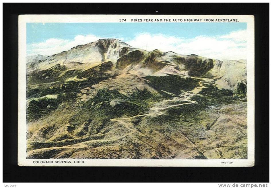 Pikes Peak And The Auto Highway From Aeroplane Colorado Springs, Colorado 1933 - Colorado Springs