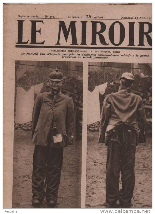 177 LE MIROIR 15 AVRIL 1917 - VALLEE DE L' ANCRE - CHAUNY - BAPAUME - PERONNE - ABYSSINIE IMPERATRICE ZEODITOU - SERBIE - Allgemeine Literatur