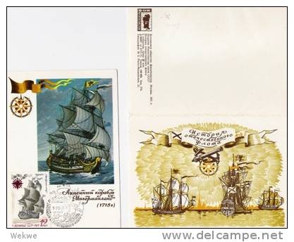 Rl220/   UDSSR - 5 Maximumkarten, Schiffe 1971 + SCHMUCKUMSCHLAG - Maximum Cards