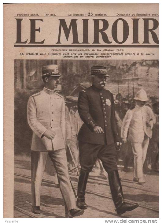 200 MIROIR 23 SEPTEMBRE 1917 - SOUCHEZ - VENISE HOPITAL DE CERVIGNANO - PETROGRAD - CAMEROUN BANA  JUMBAN - CATERPILLARS - Informations Générales