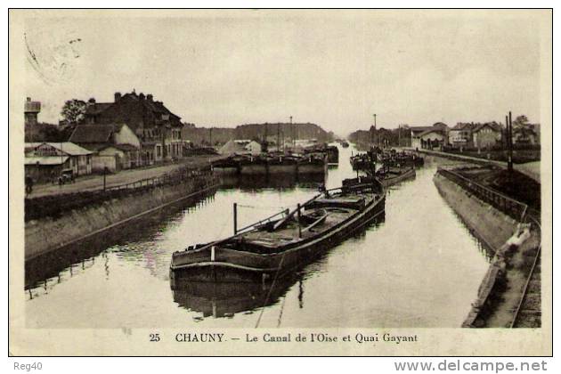 D02 - CHAUNY  -  Le Canal De L'Oise Et Quai Gayant - Chauny