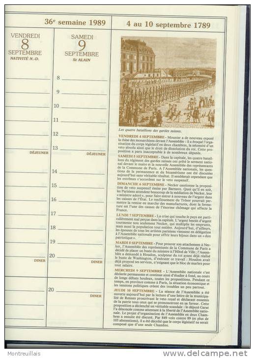 Agenda Vierge Du Bicentenaire 1789/1989, Superbe - Agenda & Kalender