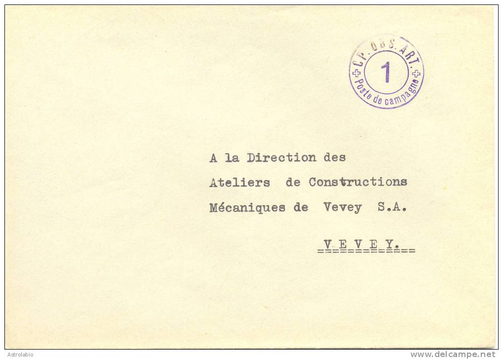 Suisse 1940  Poste De Campagne. Lettre Militaire. - Documenti