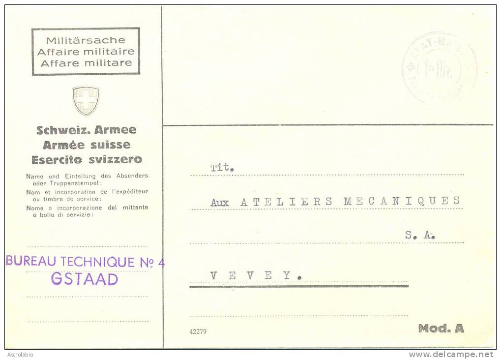 Suisse 1940  Poste De Campagne. Lettre Militaire. - Dokumente