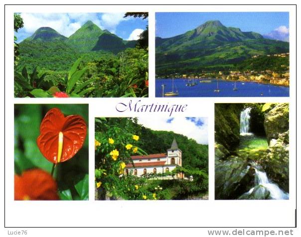 MARTINIQUE -   5 Vues :  Pitons Du Carbet - Montagne Pelée - Anthurium - Fond St Denis - Saut Gendarme - Autres & Non Classés