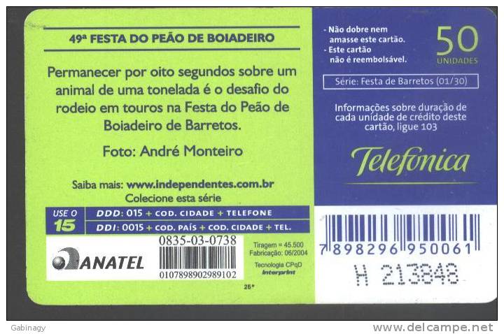 BRAZIL - FESTA DE BARRETOS - 01/30 - BULL - RODEO - 45.500EX. - Brésil