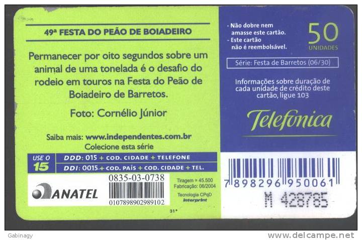BRAZIL - FESTA DE BARRETOS - 06/30 - BULL - RODEO - 45.500EX. - Brésil