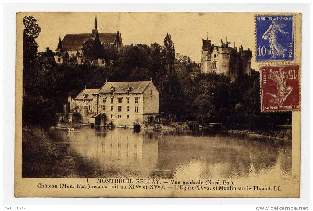 K9 - MONTREUIL-BELLAY - Vue Générale (Nord-Est) - Le Château - L'église Et Le Moulin De Thouet - Montreuil Bellay