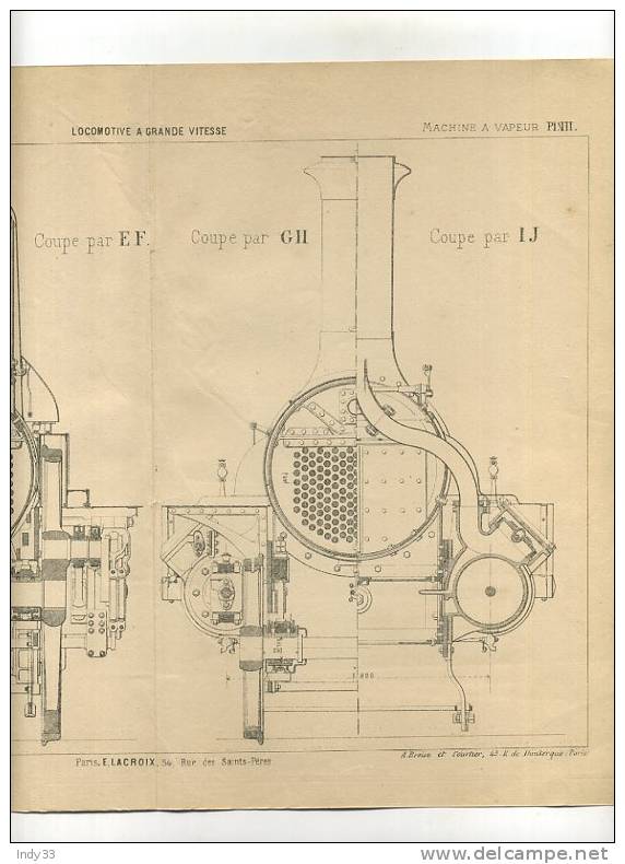 - LOCOMOTIVES A GRANDE VITESSE . COUPE . GRAVURE DE L´EXPOSITION DE PARIS DE 1878 - Chemin De Fer