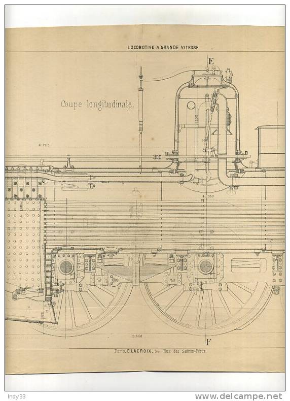 - LOCOMOTIVES A GRANDE VITESSE . COUPE LONGITUDINALE . GRAVURE DE L´EXPOSITION DE PARIS DE 1878 - Chemin De Fer