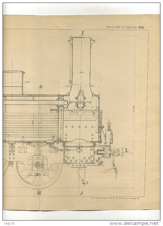 - LOCOMOTIVES A GRANDE VITESSE . COUPE LONGITUDINALE . GRAVURE DE L´EXPOSITION DE PARIS DE 1878 - Ferrocarril