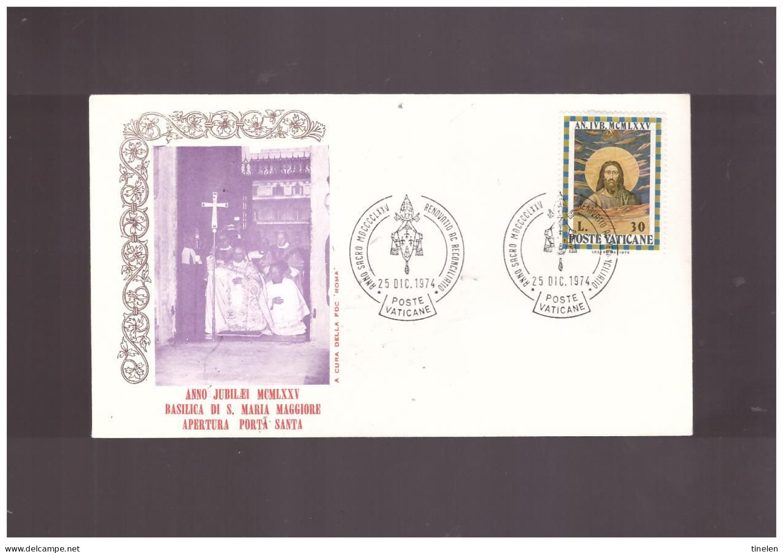 Vaticano  25 12 1974 Anno Giubilare 1975 -apertura Porta Santa Basilica S Maria Maggiore - Storia Postale