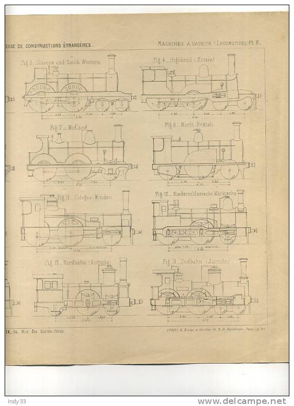 - LOCOMOTIVES  A GRANDES VITESSE DE CONSTRUCTIONS ETRANGERES . GRAVURE DE L´EXPOSITION DE PARIS DE 1878 - Ferrocarril