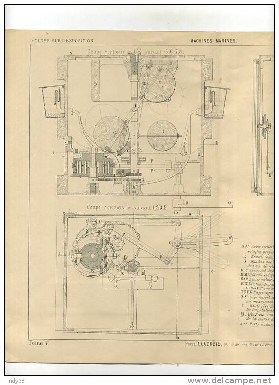 - MACHINES MARINES . INDICATEUR DE TOURS DE M. MADAMET . GRAVURE DE L´EXPOSITION DE PARIS DE 1878 - Technics & Instruments