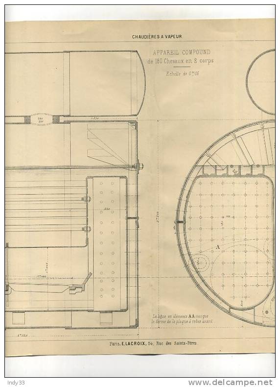 - MACHINES MARINES . CHAUDIERES A VAPEUR . APPAREIL COMPOUND . GRAVURE DE L´EXPOSITION DE PARIS DE 1878 - Technics & Instruments