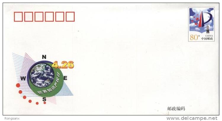 JF-63 2001 CHINA WORLD INTELLECTUAL PROPERTY DAY COMM.P-COVER - Enveloppes