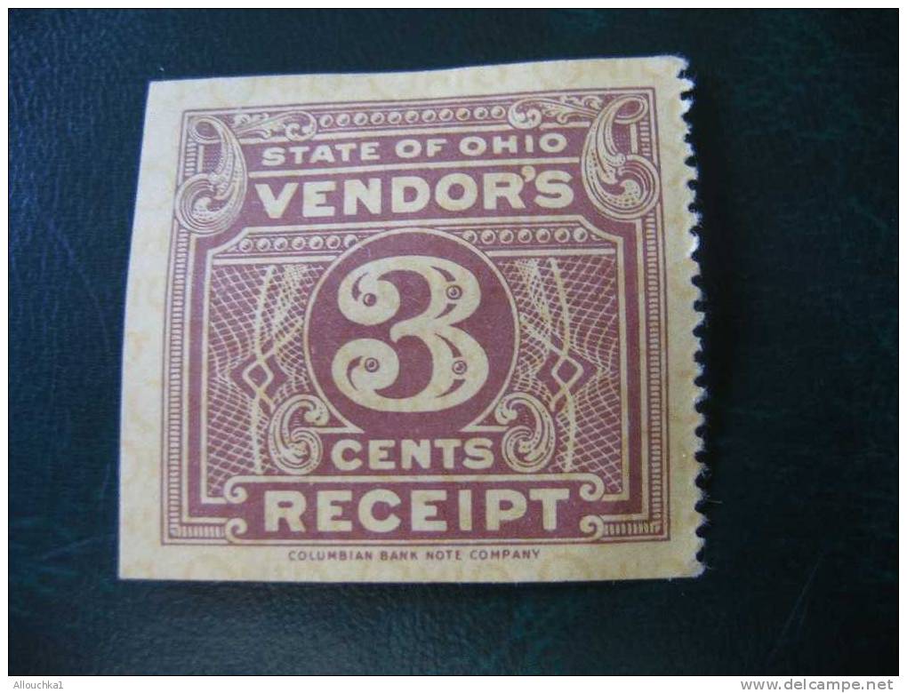 ERINOPHILIE/ VIGNETTE/ LABEL /AUFKLEBER/ ETICHETTE/ETIQUETA * FISCAL USA STATE OFOHIO VENDOR'S 3CT RECEIPTS (CLEVELAND ) - Steuermarken