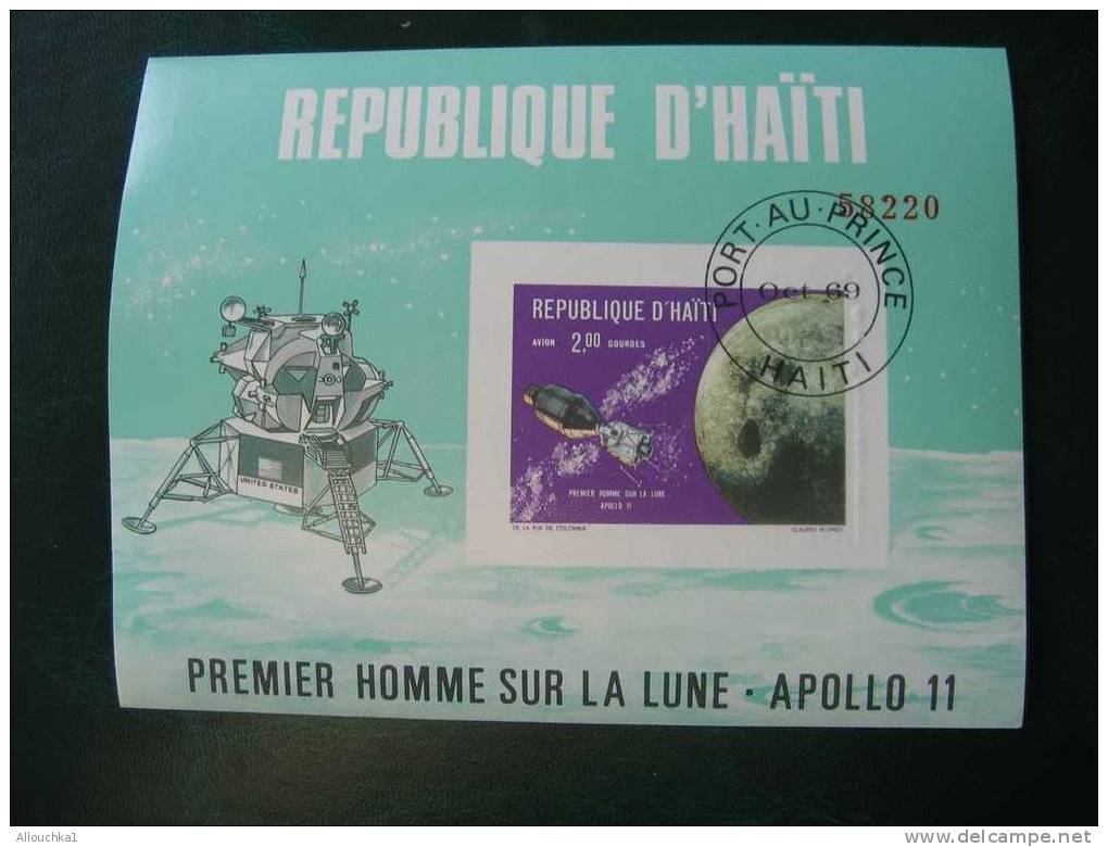 THEME DE L'ESPACE REPUBLIQUE  DE HAITI :  PORT AU PRINCE APOLLO 11 PREMIER  HOMME SUR LA LUNE  ( . ) GOMME ** - Ozeanien