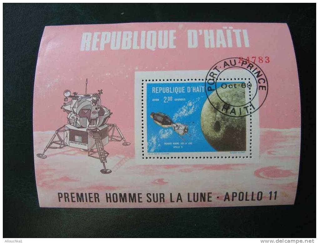 THEME DE L'ESPACE REPUBLIQUE  DE HAITI :  PORT AU PRINCE APOLLO 11 PREMIER  HOMME SUR LA LUNE  ( . ) GOMME ** - Ozeanien