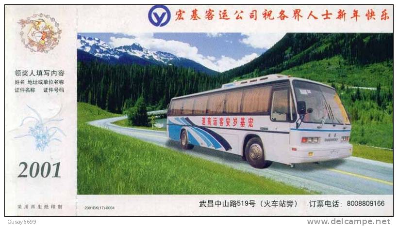 Bus. Pre-stamped Postcard, Postal Stationery - Bus