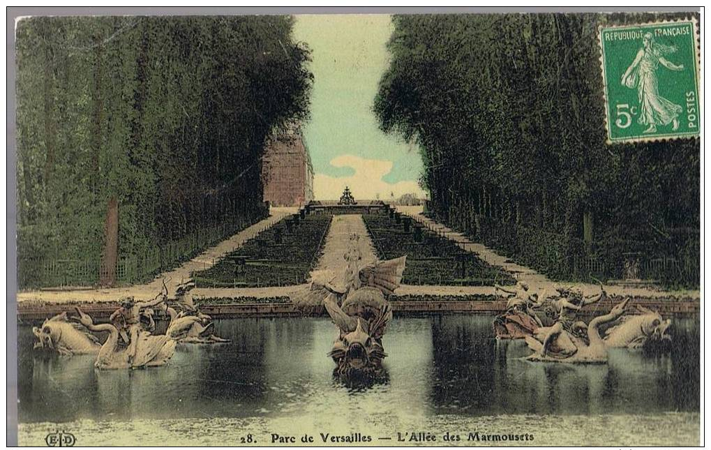 *CPA**N°858***VERSAILLES***Le Parc***Marmousets***Colorisée***Paoier Glacé*** - Versailles (Château)