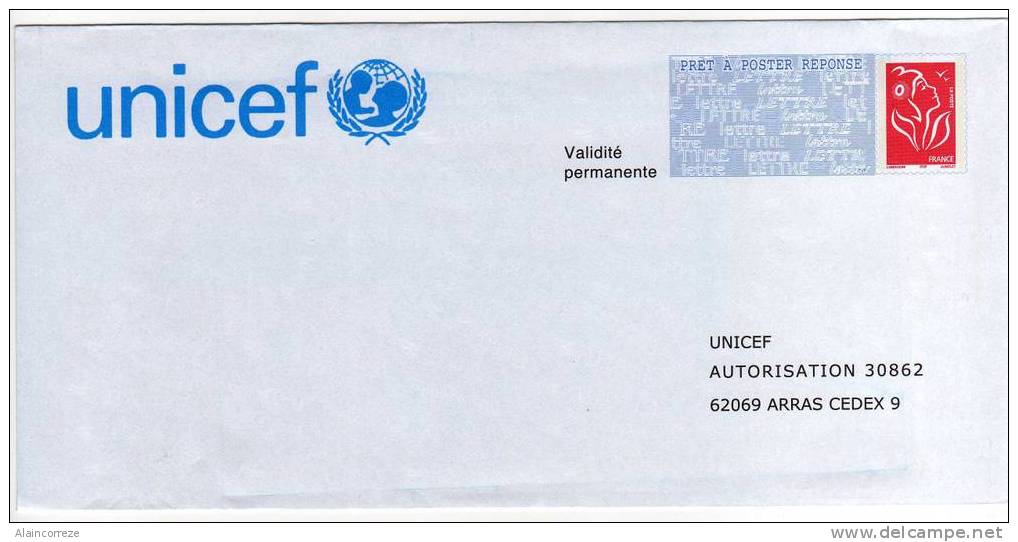 Entier Postal PAP Réponse Lamouche Pas De Calais Arras UNICEF Autorisation 30862 N° Au Dos : 0509404 - Prêts-à-poster:Answer/Lamouche