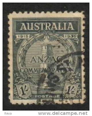 AUSTRALIA  1/-  BLACK  ANZAC  20TH ANNIVERSARY 1935  USED  CV40$A  READ DESCRIPTION !! - Service