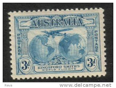 AUSTRALIA  3  PENCE  BLUE   KINGFORD SMITH WORLD FLIGHT  AIRPLANE  CV$7A MINT  READ DESCRIPTION !! - Dienstmarken
