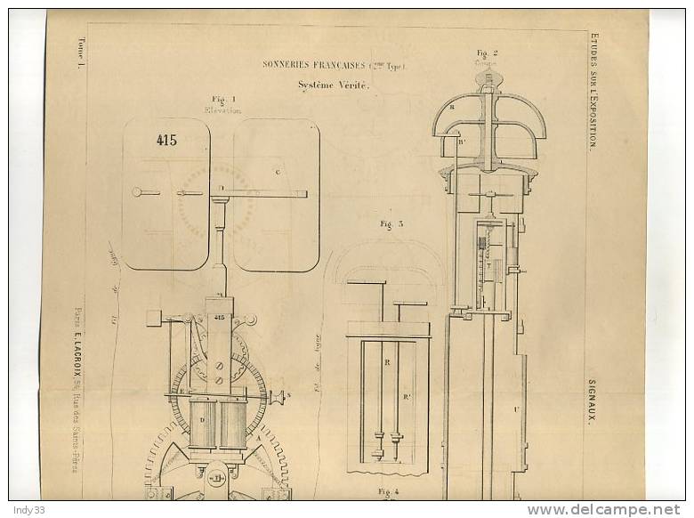 - CHEMINS DE FER . SIGNAUX , SONNERIES FRANCAISES . GRAVURE DE L´EXPOSITION DE PARIS DE 1878 - Eisenbahnverkehr