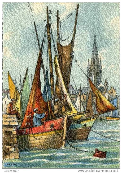 BARRE DAYEZ - SERIE 2900 B - BARQUE De PECHE - DESSIN De BARDAY - SUPERBE CARTE AQUARELLEE - Fishing Boats